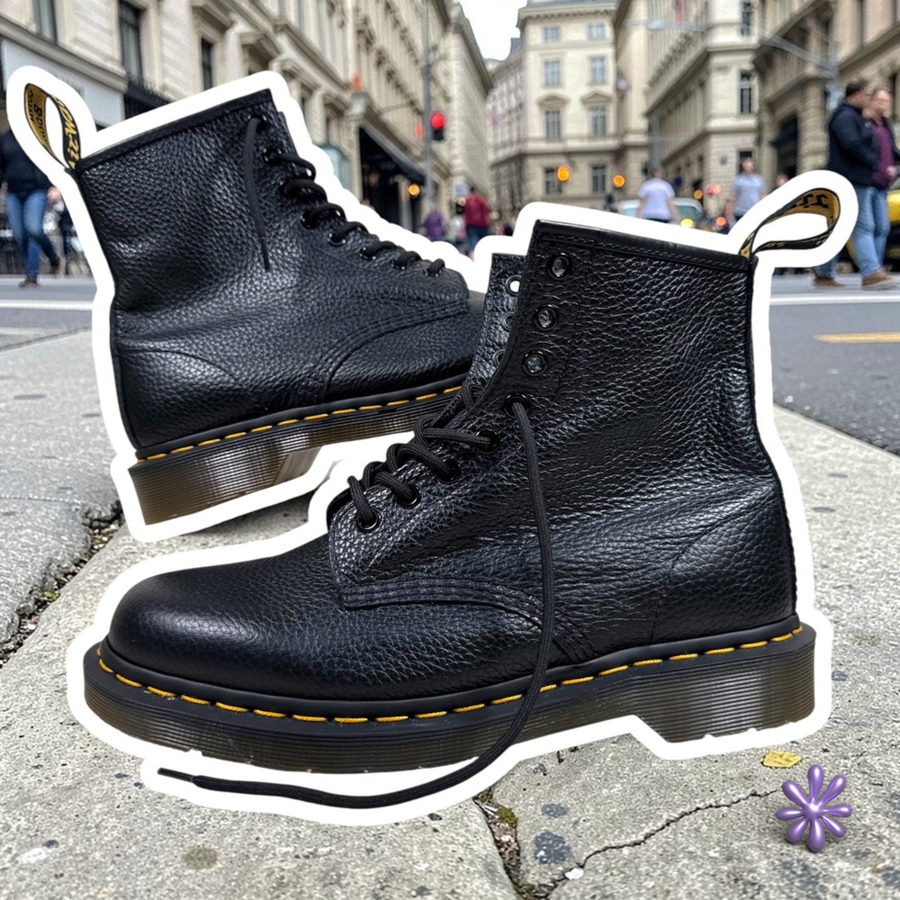 NWOT DR. MARTENS 1460 Pascal Virginia Leather Lace Up Boots | Black | US‎ M9/W10